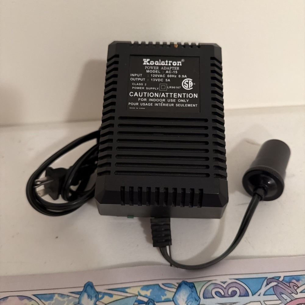 Koolatron Power Adapter Supply AC-15 Input: 120v 60Hz 0.9A Output: 13VDC 5A